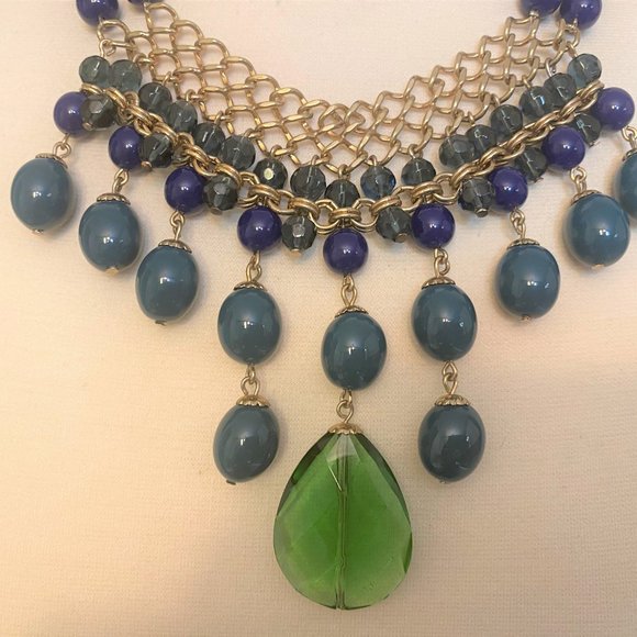 Vintage Blue & Green With Chain Necklace - Picture 6 of 7